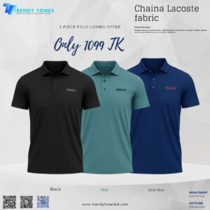 Chaina Jaquered Polo Black  Till Navy