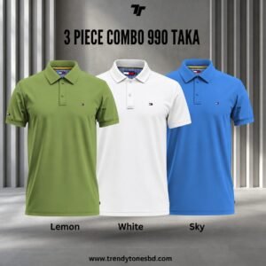 PK Polo combo (Lemon-white-Sky) Code-104